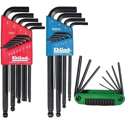 Ball end, hex, L and Torx bit sets, 22 per set, ball end/Torx hex, inch/metric/Torx, T6-T25