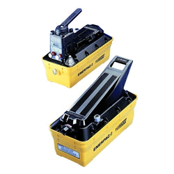 Turbo II pneumatic/hydraulic pump, single-acting cylinder, maximum usable oil capacity of 127 cubic inches