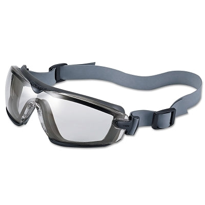 Gafas de seguridad selladas Cobra TPR, de poliéster transparente, correa de neopreno y marco gris ahumado.