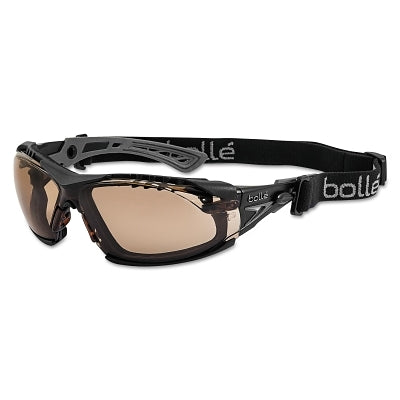 Gafas de seguridad Rush+, lentes transparentes, antivaho y antirayaduras, de policarbonato, con marco negro/rojo.