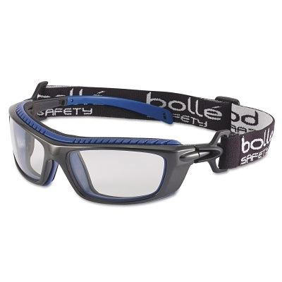 Baxter safety glasses, clear lenses, platinum anti-fog, anti-scratch, black/blue frame