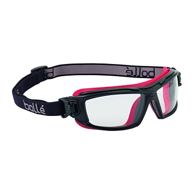 Gafas de seguridad UTLIM8, talla única, transparentes, montura roja, antivaho y antirayaduras.