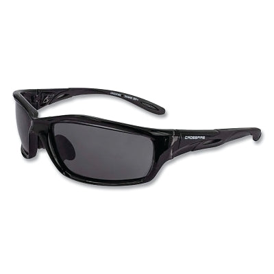 Crossfire® Infinity Premium Safety Glasses, Smoked Lenses, Polycarbonate, Scratch-Resistant, Black Crystal Frame, Nylon