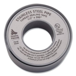 PTFE thread tape, 260 in. long, 1/2 in. wide, 4.3 mils, high density, silver color