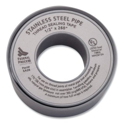 PTFE thread tape, 260 in. long, 1/2 in. wide, 4.3 mils, high density, silver color