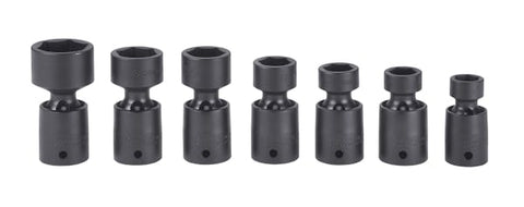 Juego de vasos de impacto giratorios de perfil bajo SAE Flank Drive® de 6 puntos con accionamiento de 1/2" y 7 piezas (9/16-1-1/8")