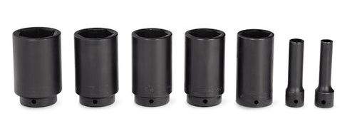 Juego de dados de impacto profundo SAE Flank Drive® de 6 puntas y 1/2" con 7 piezas (3/16-7/16 y 1-5/16-1-9/16")