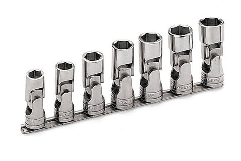 Juego de dados universales poco profundos SAE Flank Drive® de 6 puntos y cuadro de 1/2" (9/16-15/16"), 7 piezas