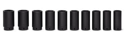 Juego de vasos de impacto profundo Flank Drive® métricos de 6 puntas con accionamiento de 1/2" (25-27 y 29-36 mm) de 10 piezas