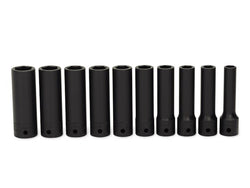 Juego de vasos de impacto profundo Flank Drive® métricos de 6 puntas con accionamiento de 1/2" (10-19 mm) de 10 piezas