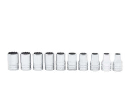 Juego de vasos poco profundos Flank Drive® métricos de 12 puntas con cuadro de 1/2" (10-19 mm) de 10 piezas