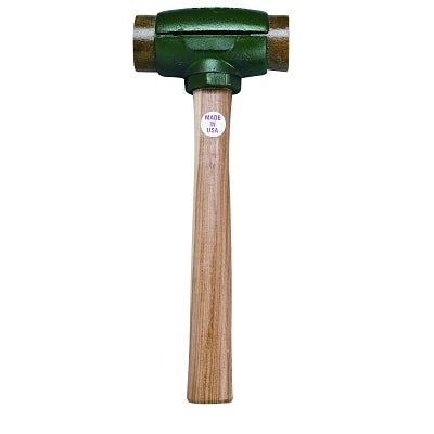 Martillo de cabeza partida, cabeza de 6,5 lb, cara de 2-3/4 in de diámetro, mango de 14 in, verde/natural, cuero crudo