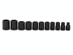 Juego de vasos de impacto poco profundos SAE Flank Drive® de 6 puntas con accionamiento de 1/2" (3/8–1"), 11 piezas