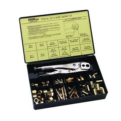 Hose repair kit, size B connectors, 3/16" hose inner diameter, 3-hole jaw crimping tool with hand grip