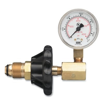 Manómetro para prueba de presión de cilindros de nitrógeno, argón y helio, de latón con tuerca de plástico de ajuste manual, CGA-580