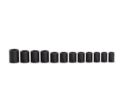 Juego de vasos de impacto poco profundos Flank Drive® métricos de 6 puntas con accionamiento de 1/2" (15-25 y 27 mm) de 12 piezas