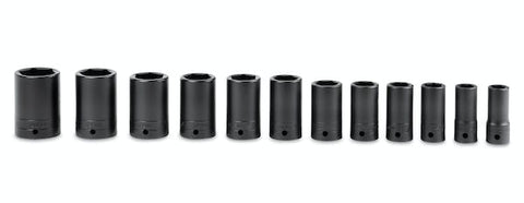 Juego de vasos de impacto semiprofundos SAE Flank Drive® de 6 puntos con accionamiento de 1/2" (1/2-1-1/4"), 12 piezas