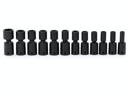 Juego de dados giratorios de impacto superficial Flank Drive® métricos de 6 puntas con accionamiento de 1/2" (10-21 y 24 mm) de 12 piezas