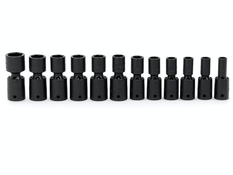 Juego de dados giratorios de impacto superficial Flank Drive® métricos de 6 puntas con accionamiento de 1/2" (10-21 y 24 mm) de 12 piezas