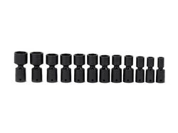 Juego de dados giratorios de impacto poco profundo SAE Flank Drive® de 6 puntos con accionamiento de 1/2" (1/2-1-3/16"), 12 piezas
