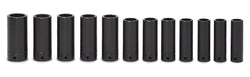 Juego de vasos de impacto profundo Flank Drive® métricos de 12 puntas con accionamiento de 1/2" (15-25 y 27 mm) de 12 piezas
