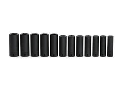 Juego de vasos de impacto profundo Flank Drive® métricos de 6 puntas con accionamiento de 1/2" (15-25 y 27 mm) de 12 piezas
