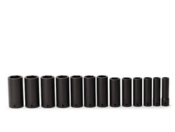 Juego de vasos de impacto profundo SAE Flank Drive® de 6 puntos con accionamiento de 1/2" (1/2-1-1/4"), 13 piezas