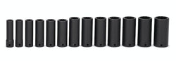 Juego de vasos de impacto profundo SAE Flank Drive® de 13 piezas con accionamiento de 1/2" y 12 puntas (1/2-1-1/4")
