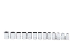 Juego de dados poco profundos Flank Drive® métricos de 12 puntas con cuadro de 1/2" (12-24 mm) de 13 piezas