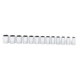 Juego de dados poco profundos Flank Drive® métricos de 6 puntas con cuadro de 1/2" (12-24 mm) de 13 piezas