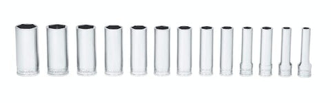 Juego de dados extraprofundos SAE Flank Drive® de 13 piezas con accionamiento de 1/2" (3/8-1-1/8")