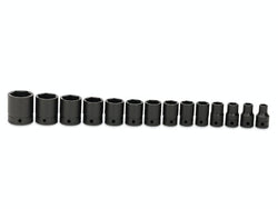 Juego de dados poco profundos SAE Flank Drive® de 6 puntos con accionamiento de 1/2" (3/8-1-1/4"), 14 piezas