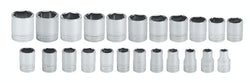 Juego de vasos poco profundos Flank Drive® métricos de 6 puntas con cuadro de 1/2" (10-32 mm) de 23 piezas