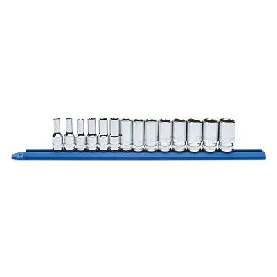 Juego de dados de 3/4 pulg., 12 puntas, SAE, de 1-9/16 pulg. a 2 pulg., longitud estándar de 7 piezas, incluye estuche moldeado por soplado