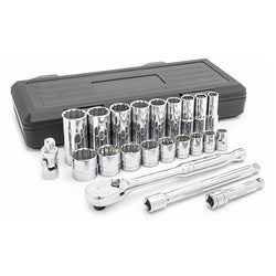 SAE Standard and Deep Drive Mechanic's Tool Set, 1/2 in., 6 Points, SAE Standard/Deep