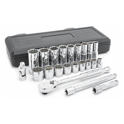 SAE Standard and Deep Drive Mechanic's Tool Set, 1/2 in., 6 Points, SAE Standard/Deep