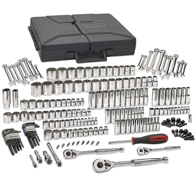 216-piece mechanical tool sets, SAE/metric, 6 and 12 point, chrome plated