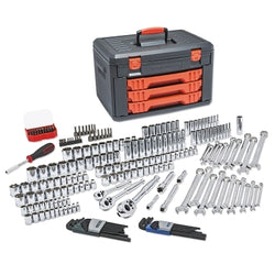 Set of 219 metric and SAE sockets and ratchets in 1/4", 3/8" and 1/2", 6 and 12 points