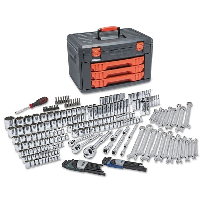 239 Piece Metric/SAE Ratchet and Socket Set, 1/4 in., 3/8 in., 1/2 in.
