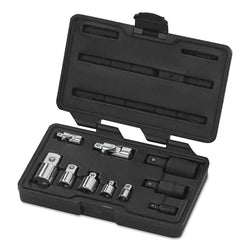 10-piece universal adapter set, polished chrome, black oxide, alloy steel, 1/4 in., 3/8 in., 1/2 in.