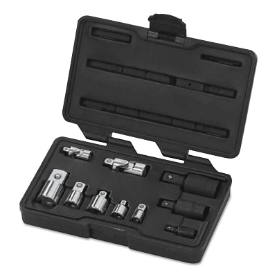 10-piece universal adapter set, polished chrome, black oxide, alloy steel, 1/4 in., 3/8 in., 1/2 in.