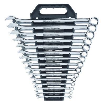 15-Piece Combination Wrench Set with Long Pattern, 12-Point, Inch, V-Rack