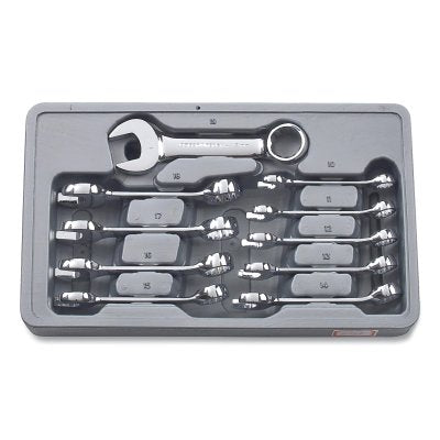 Set of 10 short 12-point metric combination wrenches