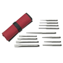 Punch and chisel set, 27 pieces, carrying bag