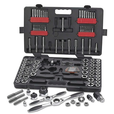 114-piece ratcheting combination tool set for taps and dies, inch/metric, hex