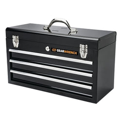 Caja de herramientas de acero de 20 pulgadas, 3 cajones, 2040 in³, negro/plateado