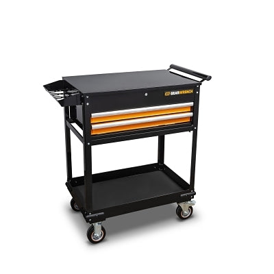 Carritos utilitarios, capacidad de 650 lb, 42" x 21", acero, negro/naranja