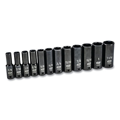 Juego de vasos de impacto de 1/4", 3/8" y 1/2" de 6 puntas, SAE/métrico, de 1" a 24 mm, 44 piezas de longitudes estándar/profundas