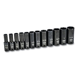 3/8" 6-Point Impact Socket Set, Metric/SAE, 9mm to 30mm, 44 Pieces, Deep/Standard Lengths, Includes Universal Case for Blow Mold/Extension/Gasket
