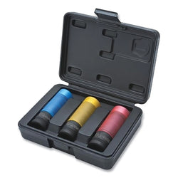 Heavy Duty Impact Socket Set with Wheel Guard, 1/2 in., 6 Point, Metric, 17 mm/19 mm/21 mm, 3 Deep Length Pieces
